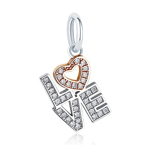 Talisman LOVE din Argint, cu Zirconiu Alb