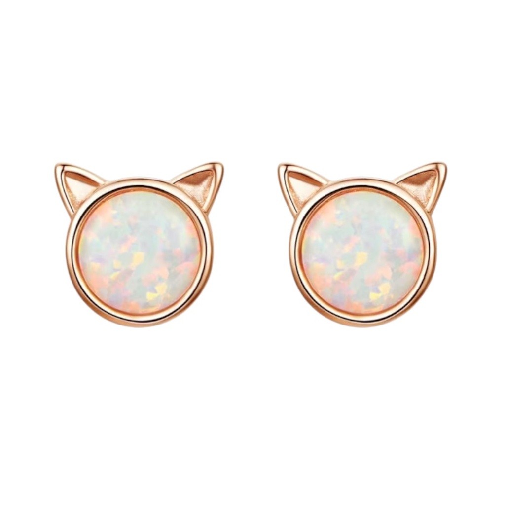 [CC000448] Cercei Kitty Glow din Argint 925 cu Opal si Aur Roz